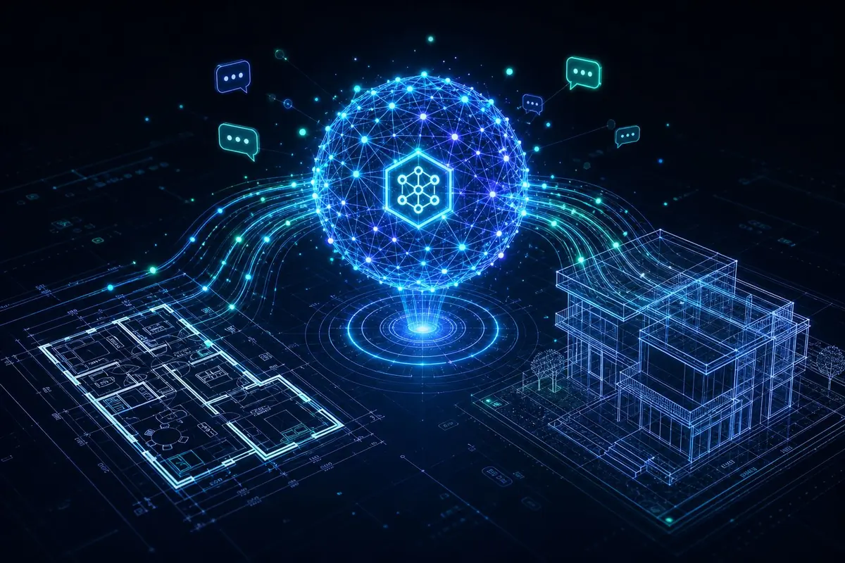 AI 智能体连接 CAD 图纸示意图
