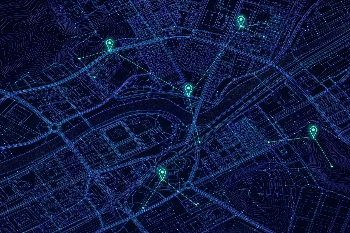 CAD 图纸叠加互联网地图示意