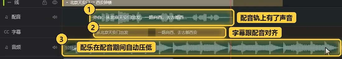 配音生成后,配乐自动压低
