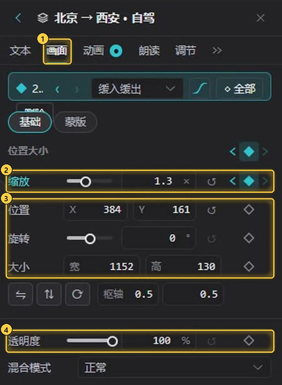 给标题文字的缩放打帧
