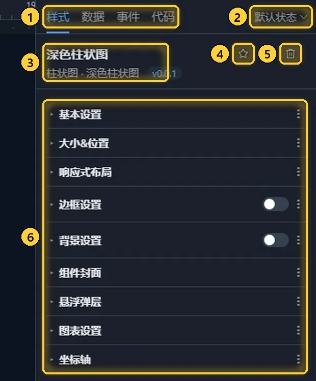 选中深色柱状图后的属性面板